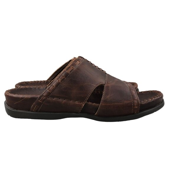 Ocean Pacific Men\'s Size 9 Karma Brown Leather Open Toe Slip On Sandals BRAZIL main image 6